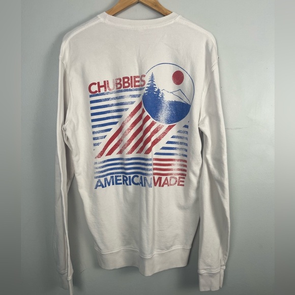 RARE Chubbies American Made USA Sky Out Thigh Out White Sweatshirt Size small - Picture 4 of 4